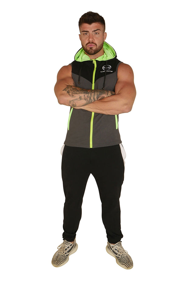 neon sleeveless hoodie