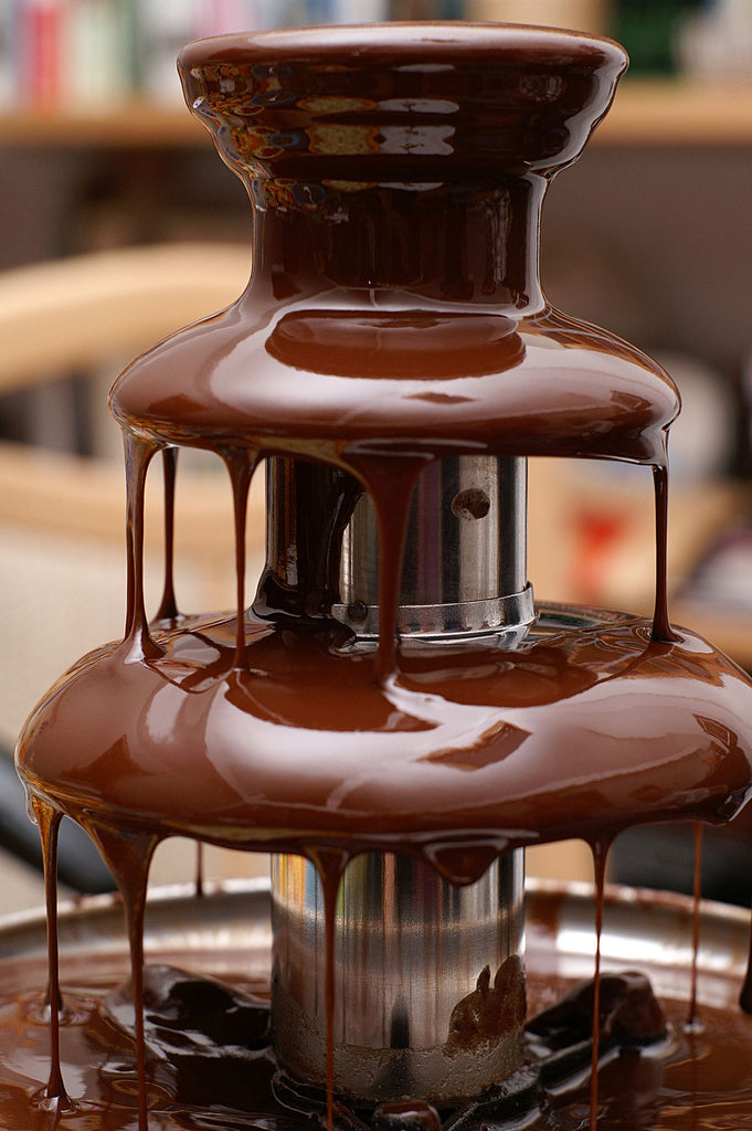 A fountain of liquid chocolate