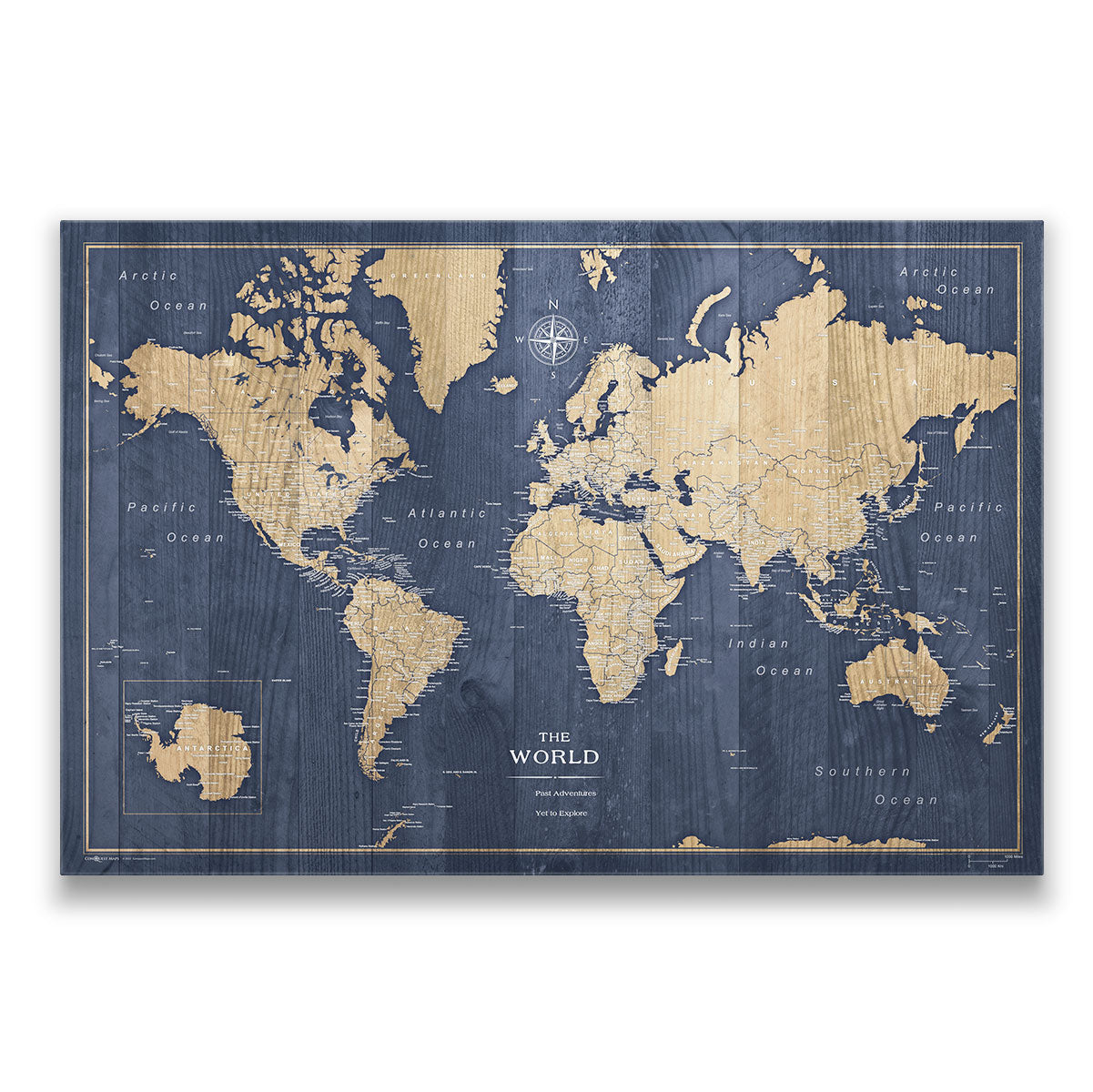 Deep-Sea Drift - Push Pin World Map Pin Board - Overstock Sale!