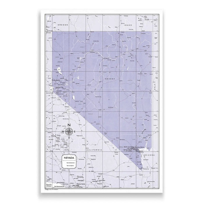 Push Pin Nevada Map (Pin Board/Poster) - Purple Color Splash CM Pin Board