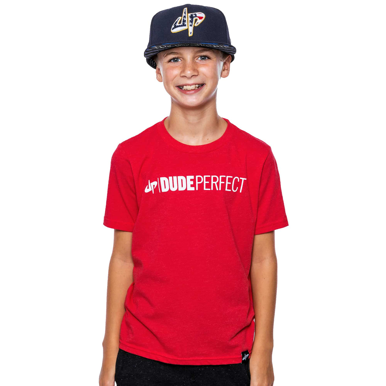 Dude Perfect Youth Red Wordmark Tee Dude Perfect Official 