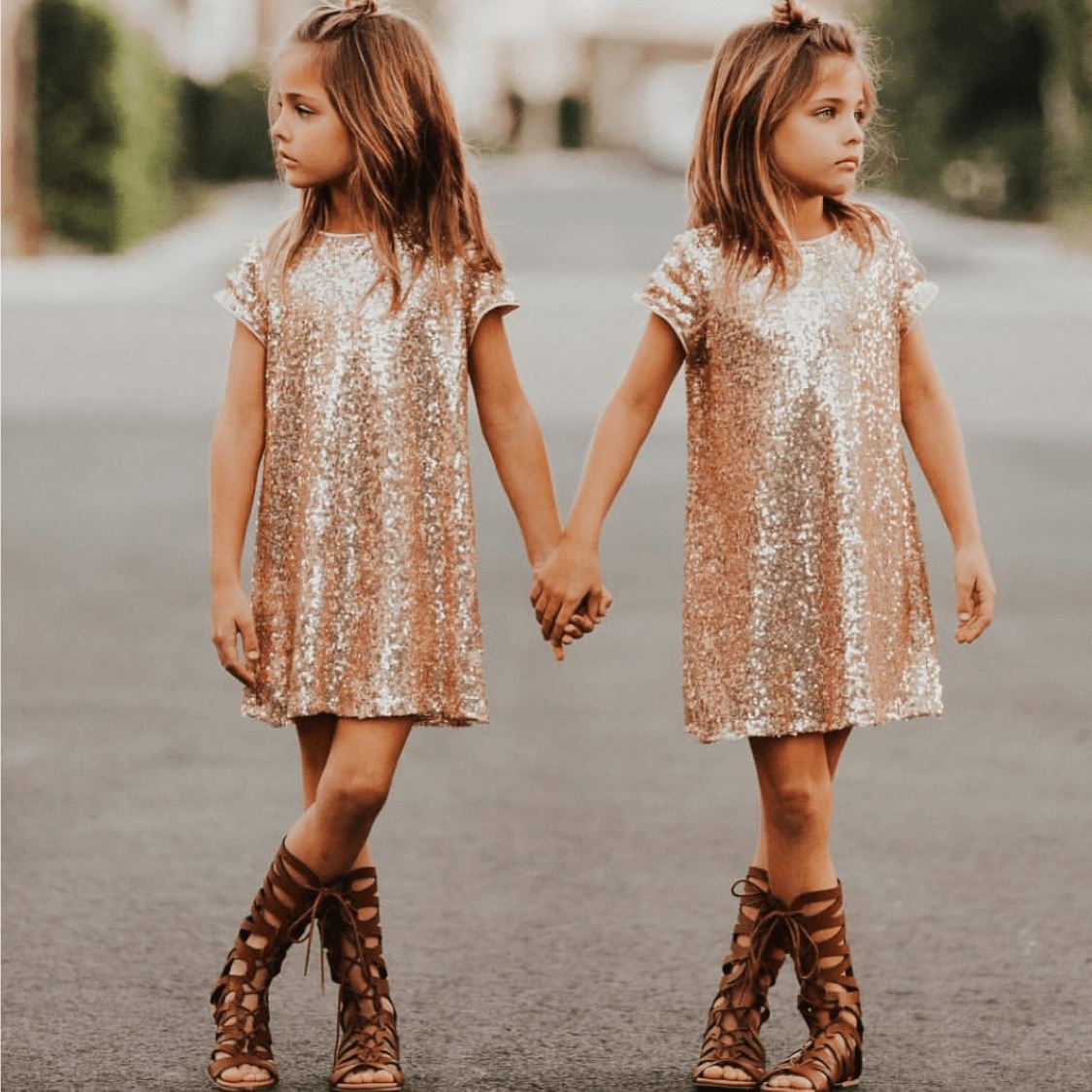 girls rose gold sequin dress