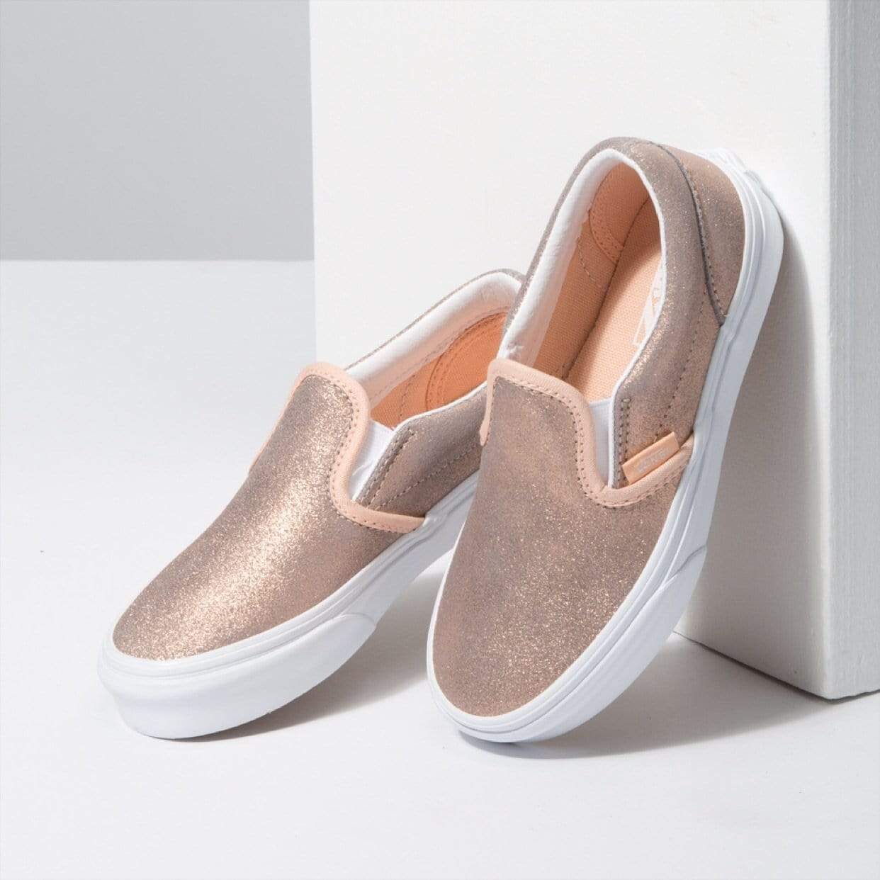 vans gold slip on shoes