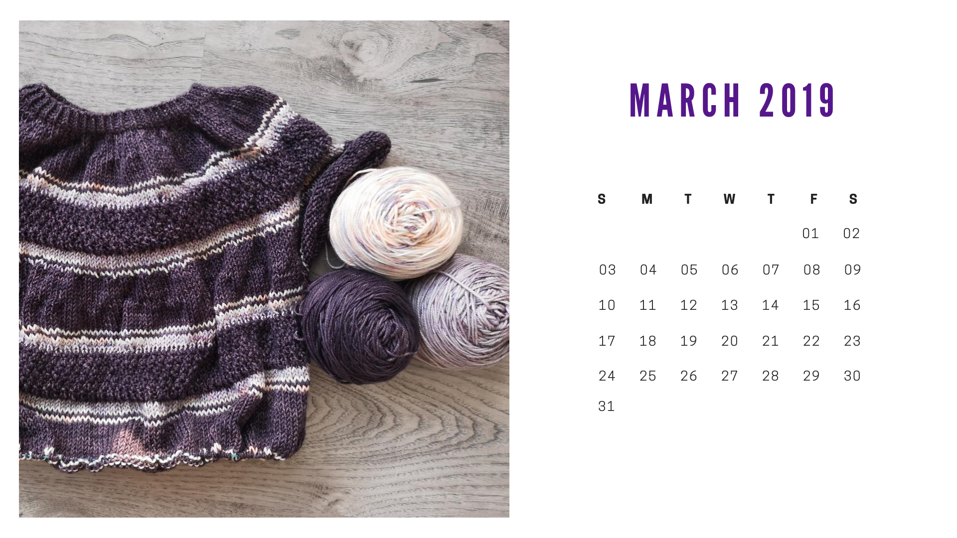 March Free downloadable calendar