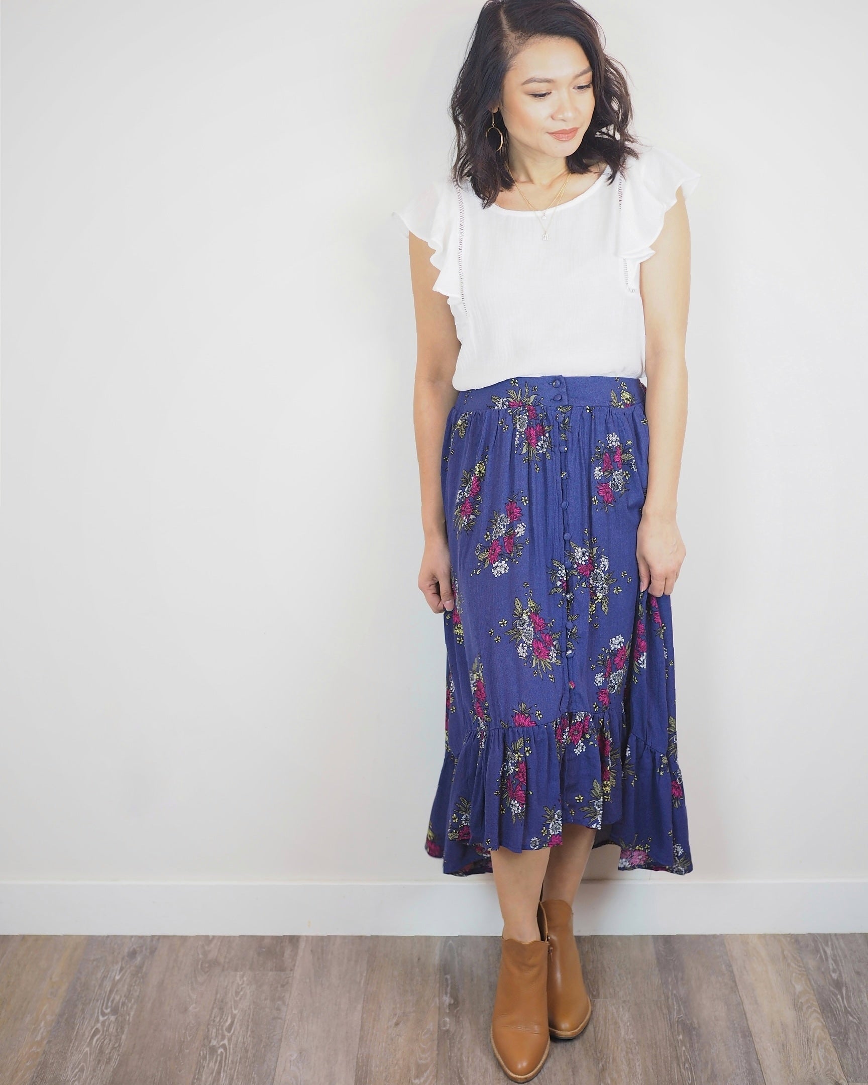 flowy midi skirt