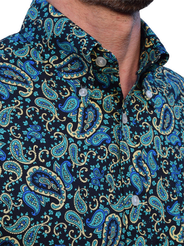 Art Gallery Navy Blue & Green Paisley Shirt—Lammy Man Ska, Mod and ...