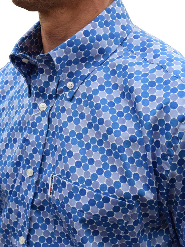 Get Up Blue Honeycomb Dots Shirt—Lammy Man Ska, Mod and Scooter Clothing
