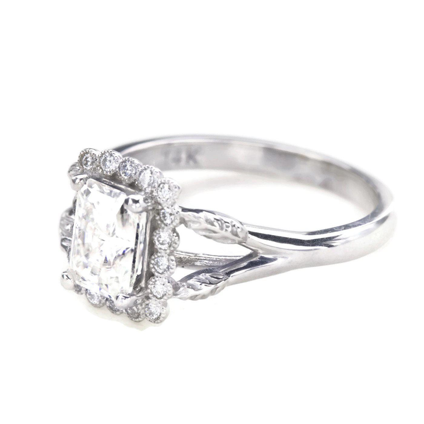 Vivienne Emerald Cut Halo Engagement Ring