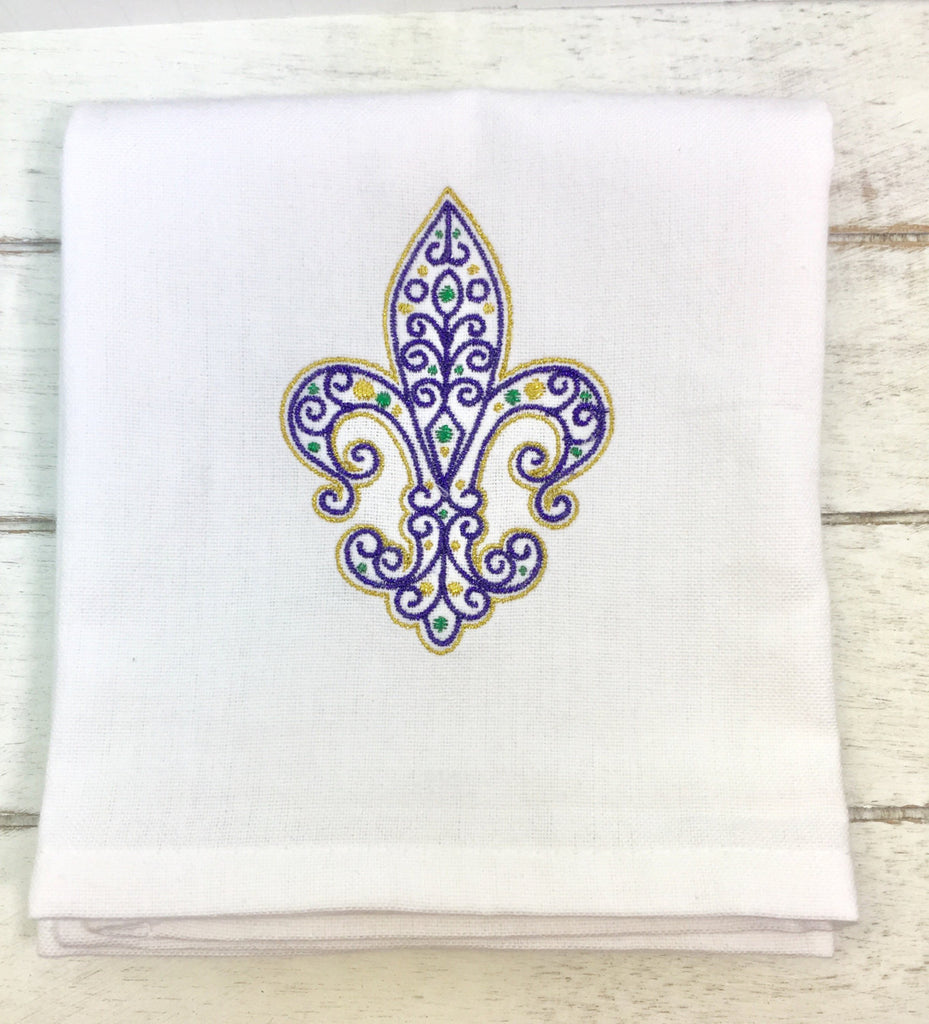 Fleur De Lis Decor Embroidered Dish Towel New Orleans Decor