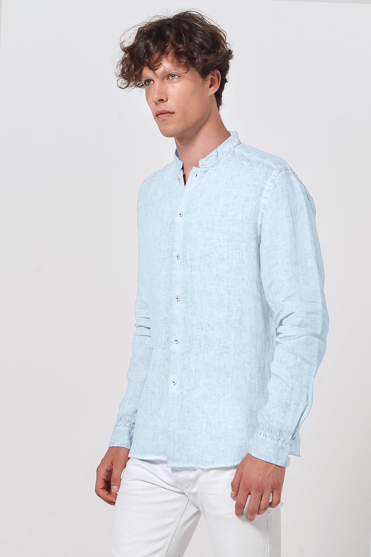 Banded Collar Linen Shirt Corda | Ploumanac'h