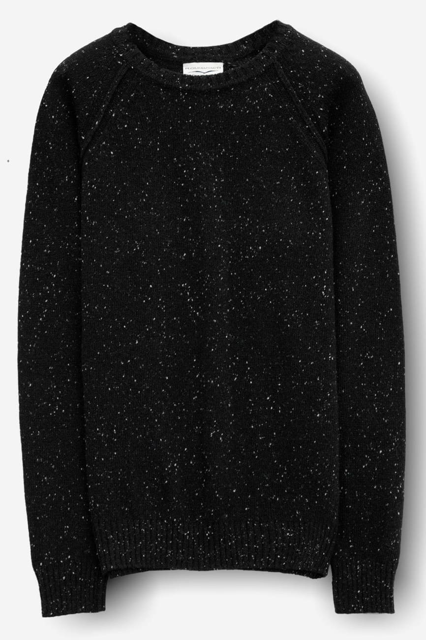 Ledningsevne supplere ru Men's Donegal Crew Sweater in black | Ploumanac'h