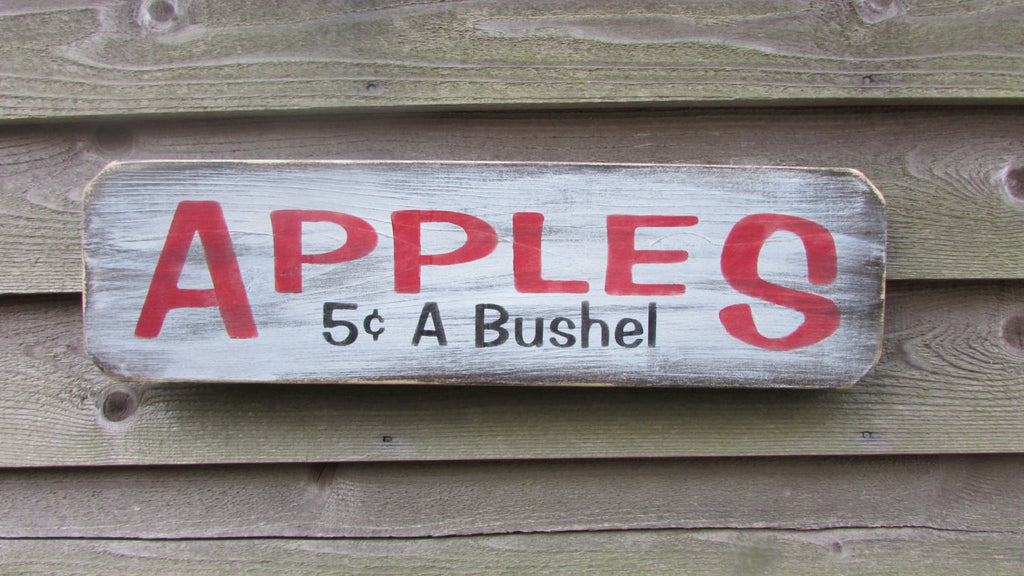 Primitive Country Rustic Apple Sign Distressed Sign Primitive