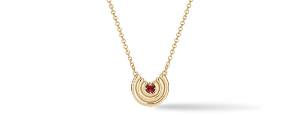 Petite Revival Necklace Ruby Birthstone