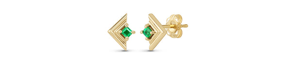 Mini Frame Stud Emerald