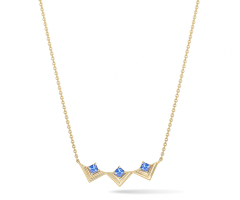 Mini Frame Necklace Blue Sapphire