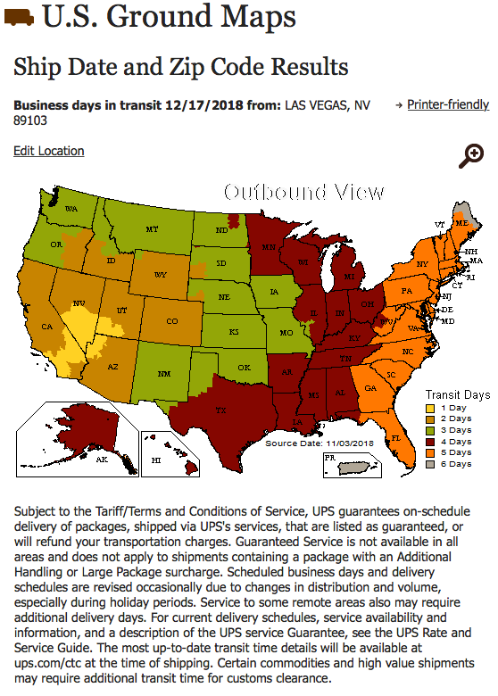 ups schedule maps