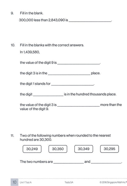 Singapore Math Tests 5A (Common Core Edition) – Bilingual Bookshop