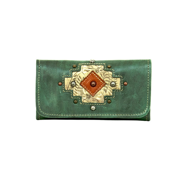 Green Ladies' Short Zipper Closure Tri-fold Embroidered Wallet, New  Fashion, Multiple Card Slots, Clutch, Coin Purse