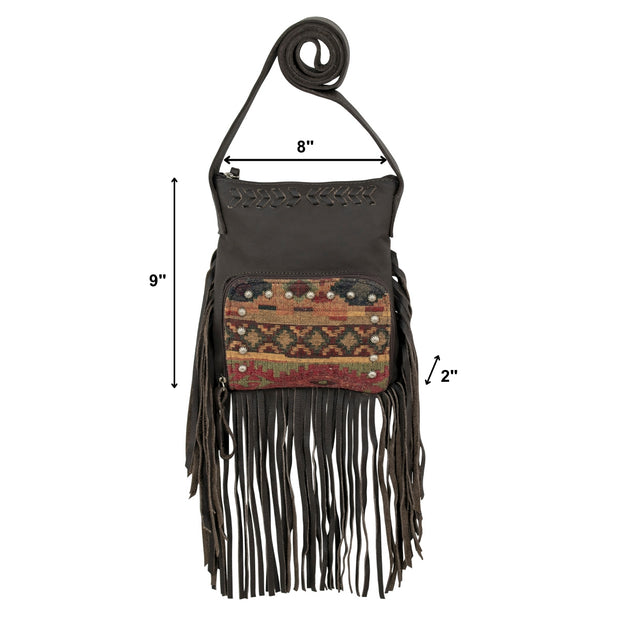 Black Woven Fringe Crossbody Bag