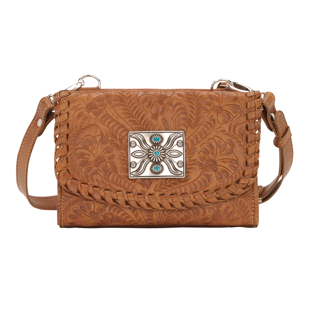 American West Texas Two Step Small Crossbody Bag/Wallet - Chocolate / Pony Hair