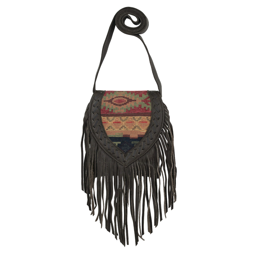 Fringe Leather Beaded Crossbody Purse