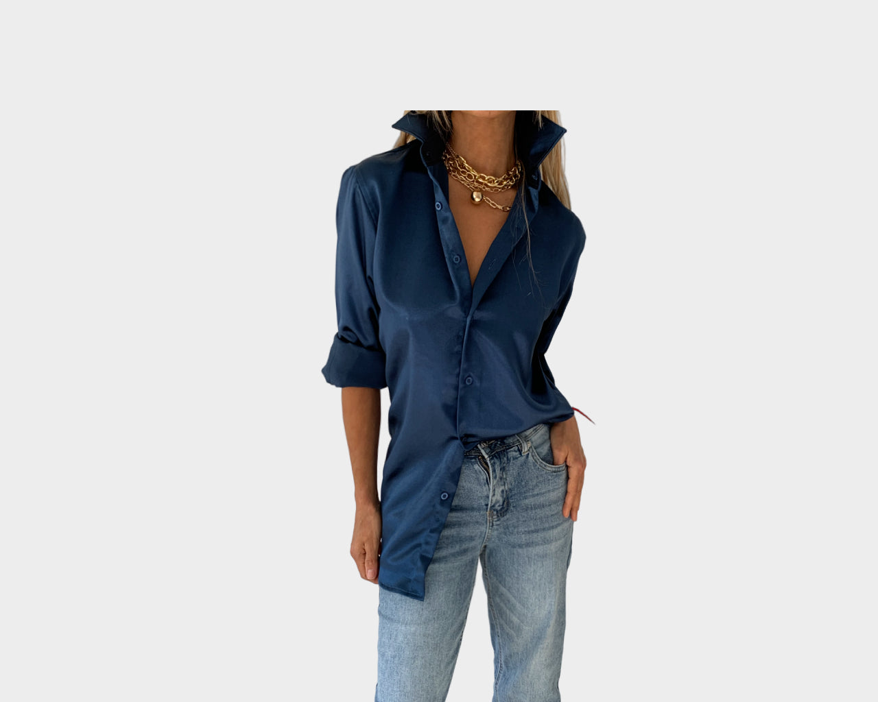 Diamond Park Shirt Dress Chevallier – Regine - Sleeve Avenue Long The Moonlight Blue