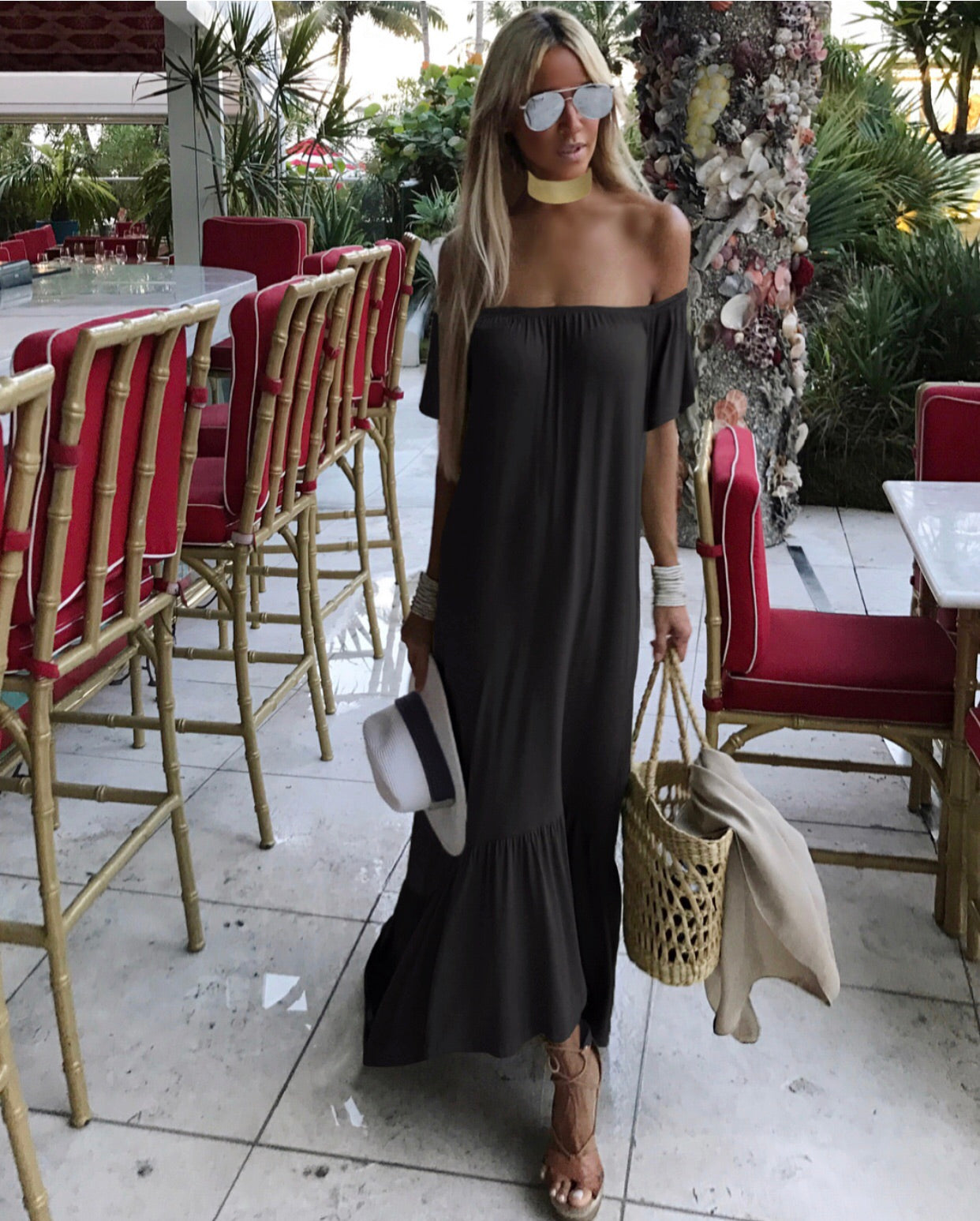 Black Off Shoulder Ruffle Bottom Dress - The Monaco – Regine Chevallier