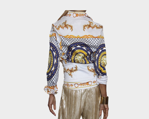 Gold Long Sleeve Baroque Dress Shirt 