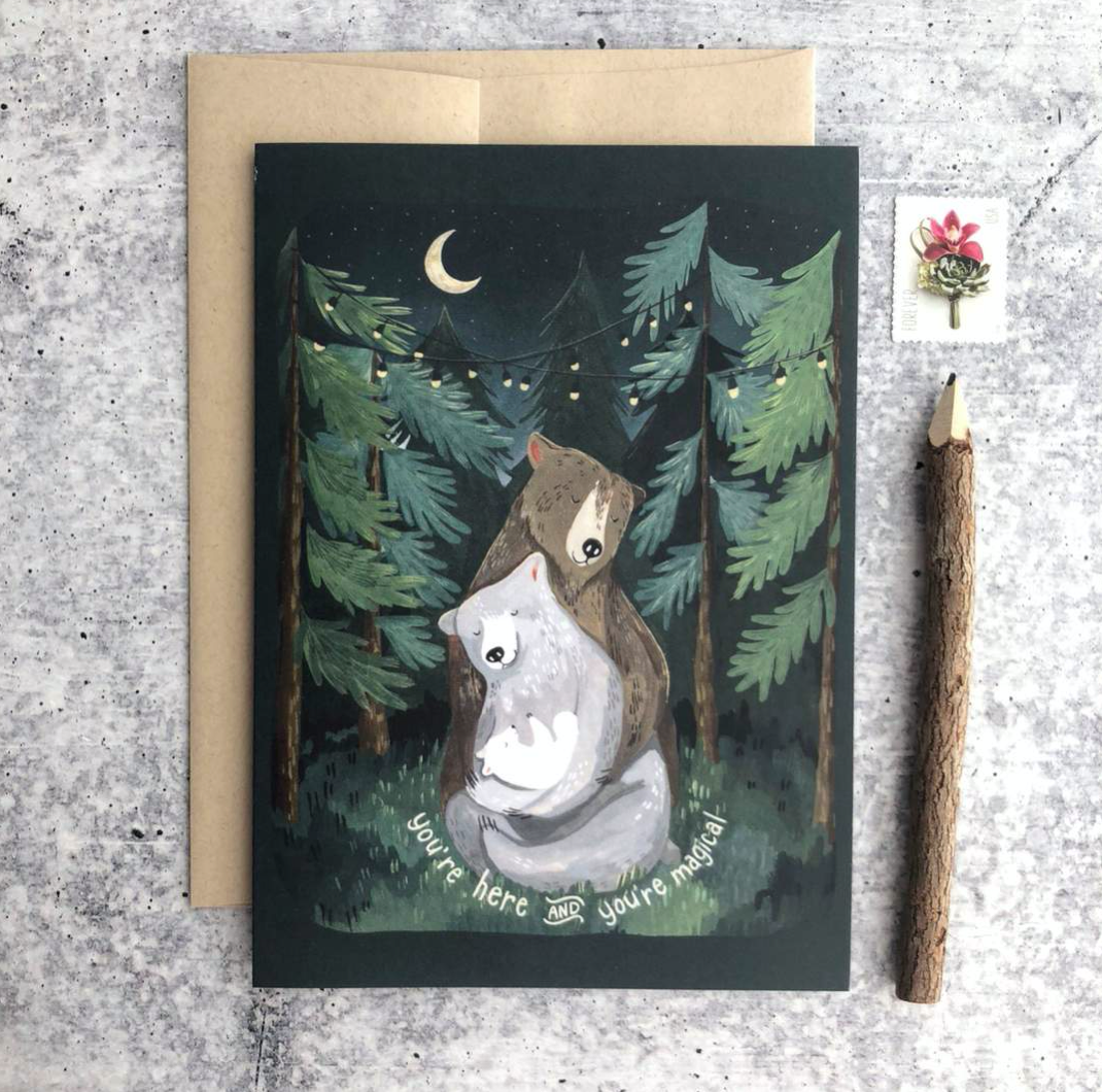 Night Forest Greeting Card - Little Pine Artistry