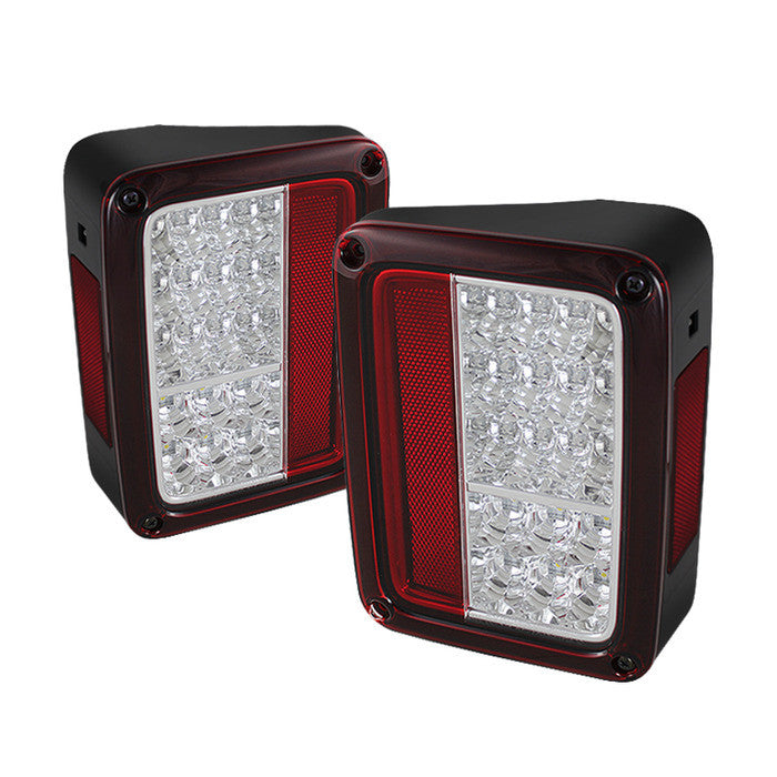 2007-2016 Jeep Wrangler LED Tail Lights - Red Clear – Darkside Motoring