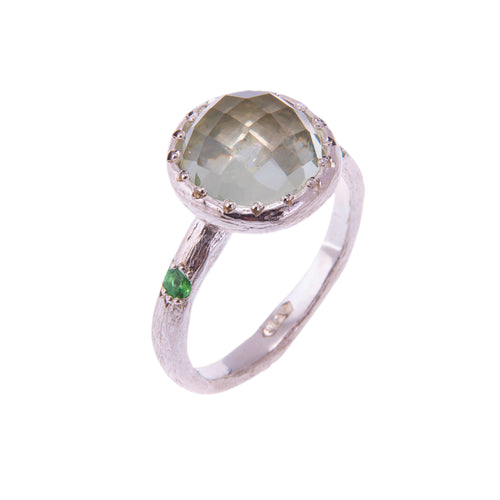 Princess Green Tsavorite Vintage Diamond Ring 18K Gold – BOS Jewelers Inc