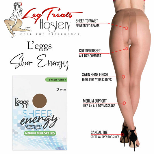 L'eggs Sheer Energy Control Top Medium Support Leg Pantyhose ~ Choose Your