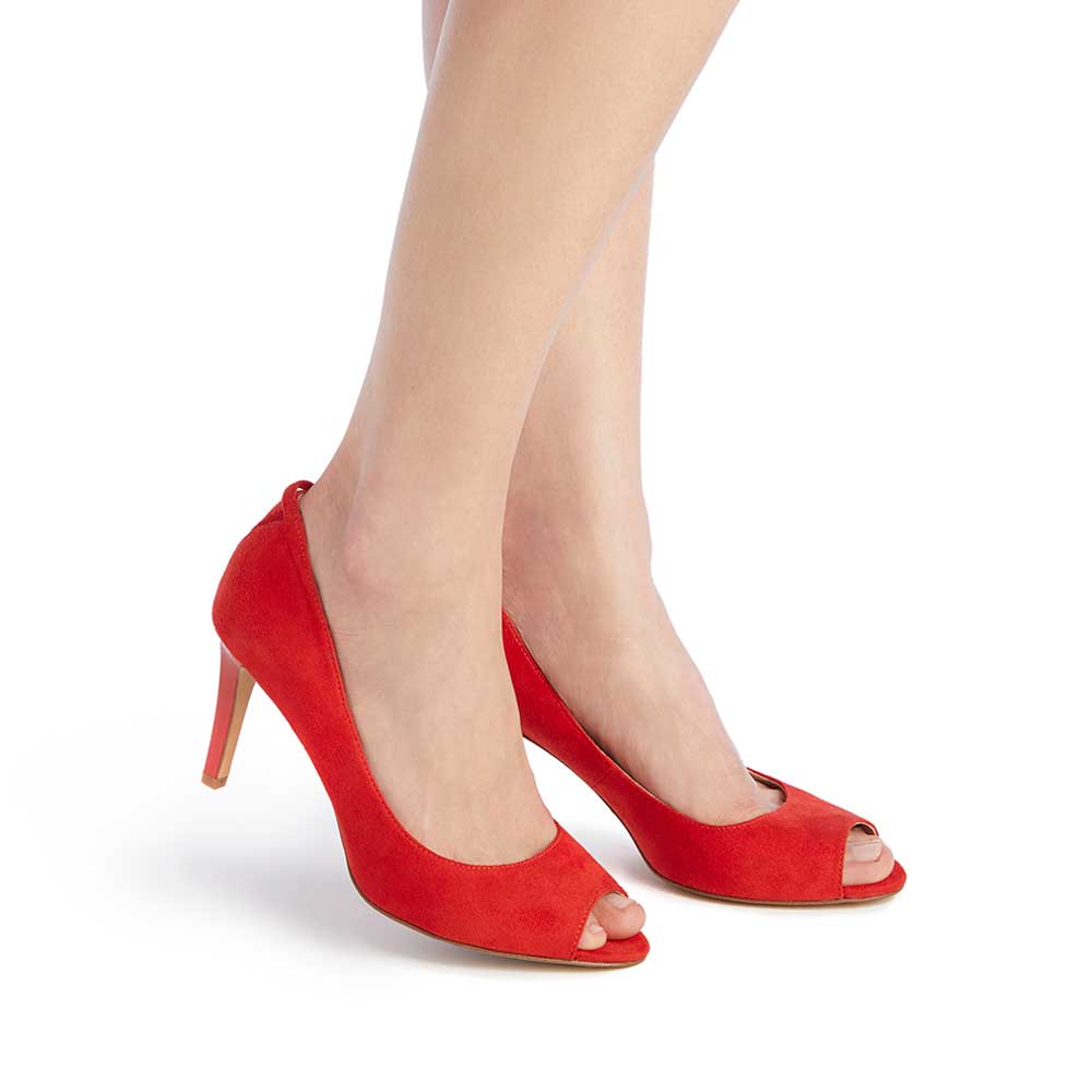 FLORENCE Volcano Red - Vegan Suede Toe Pump Heels - VEERAH – Designer Shoes