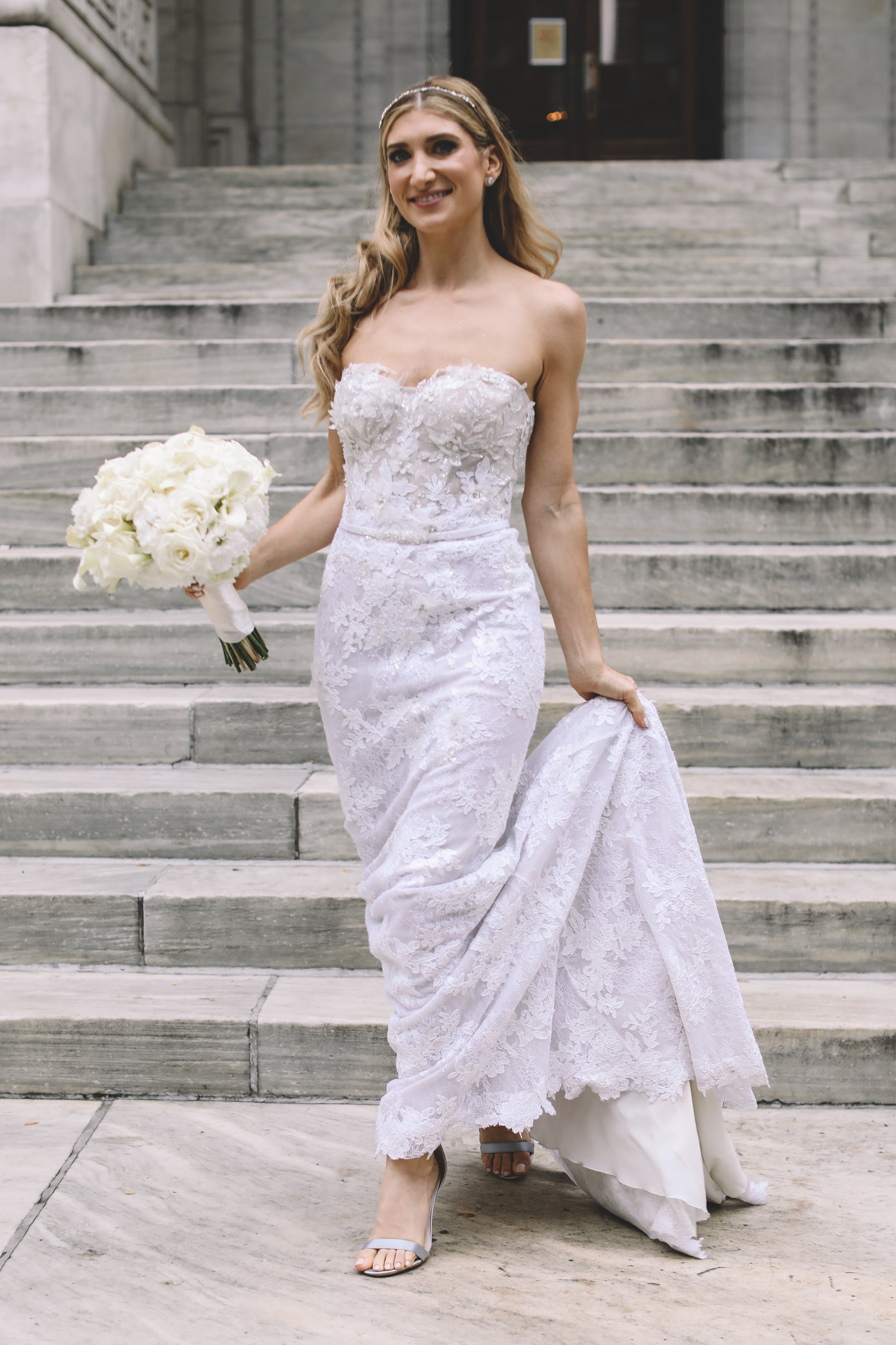 New York wedding bridal look vegan designer heels