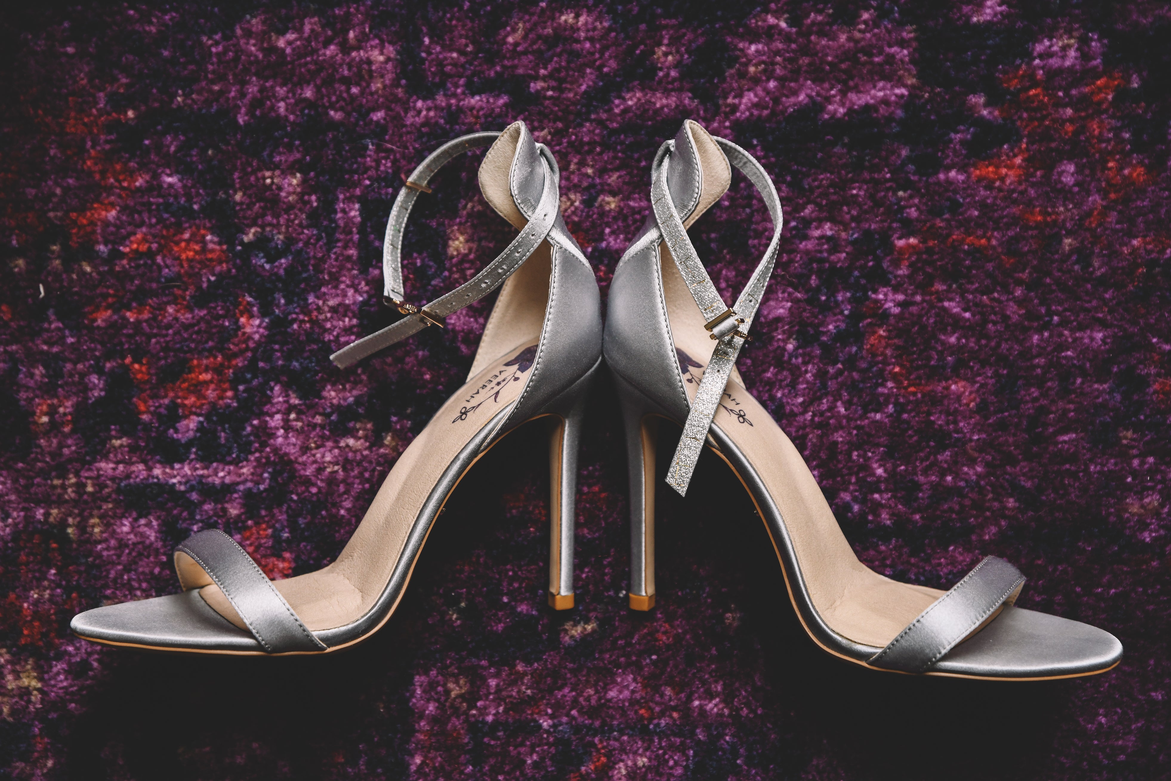 VEERAH silver starlight vegan bridal heels