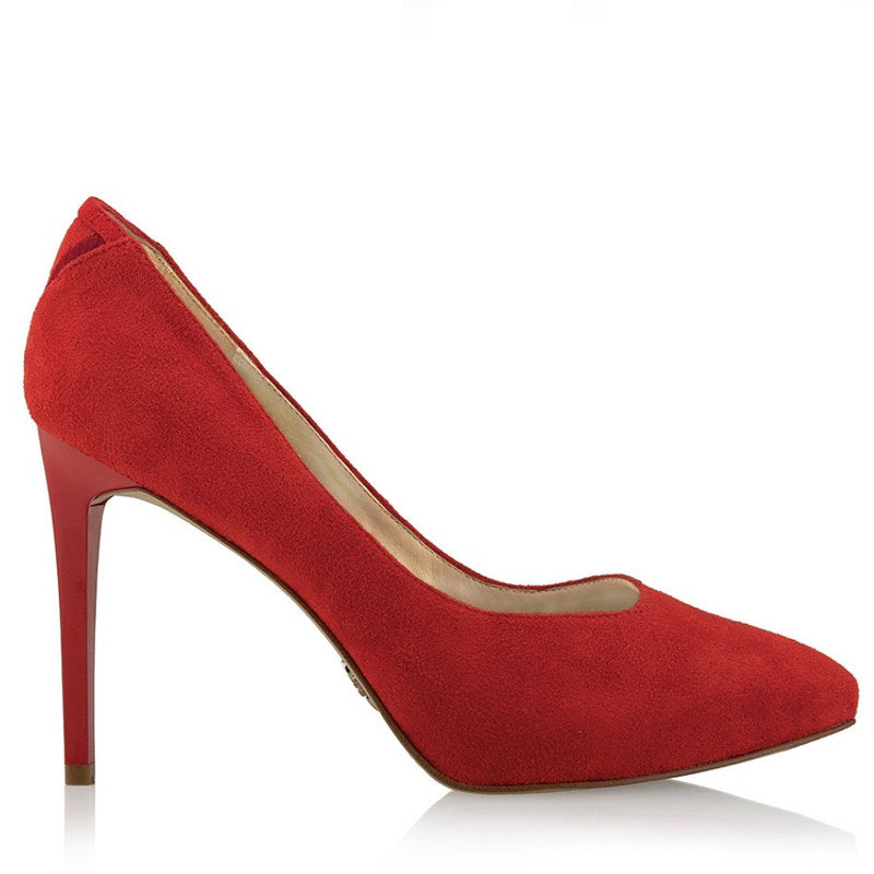 red hot sustainable closed toe pumps