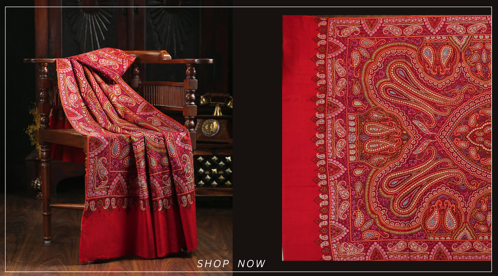 Red_Handwoven_Jamawar_Pure_Pashmina_Shawl_With_Sozni_Kari_Work_WeaverStory