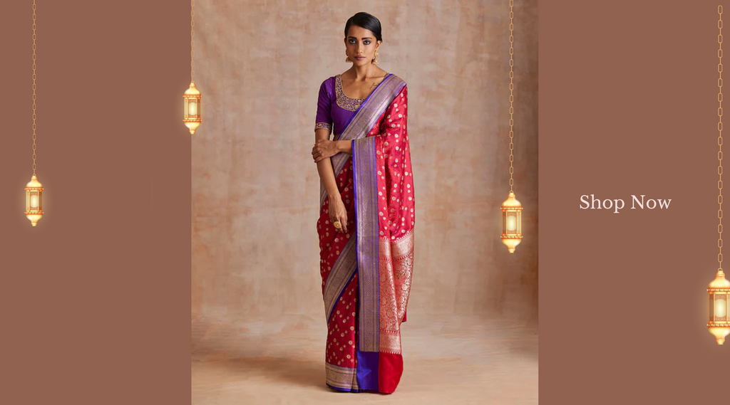 Red_And_Purple_Handloom_Pure_Mashroo_Silk_Tanchoi_Banarasi_Saree_with_Purple_Border_WeaverStory