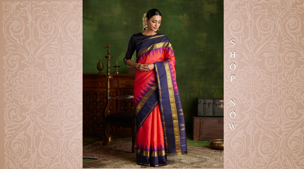 Handloom_Hot_Pink_Double_Shade_Pure_Silk_Kanjivaram_Saree_WeaverStory