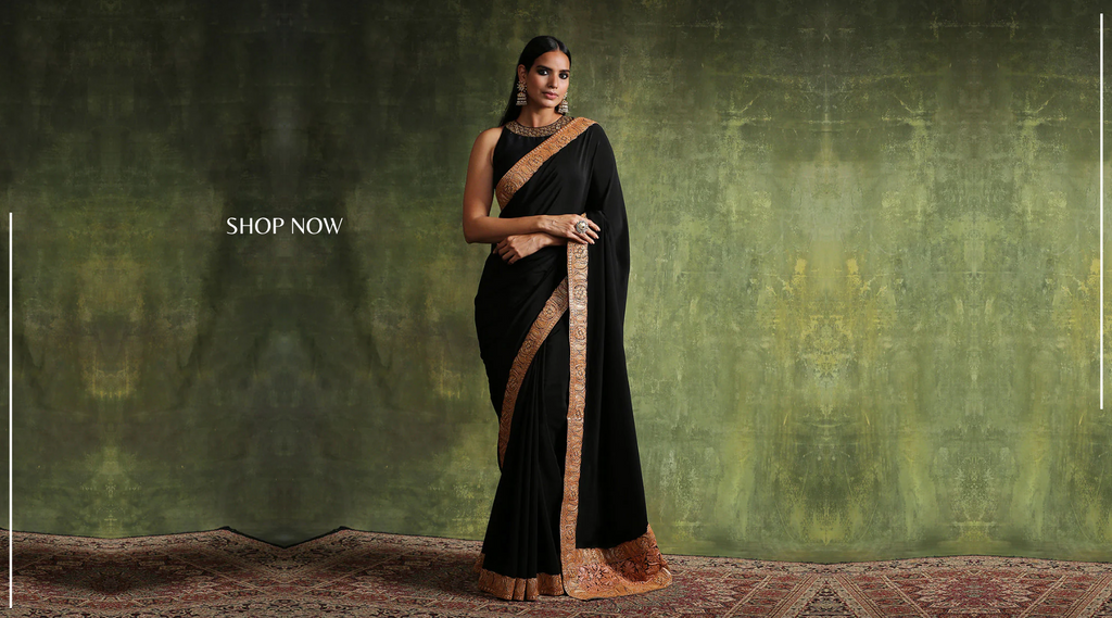 Black_Crepe_Handloom_Saree_With_Kashmiri_Tilla_Embroidery_Work_WeaverStory