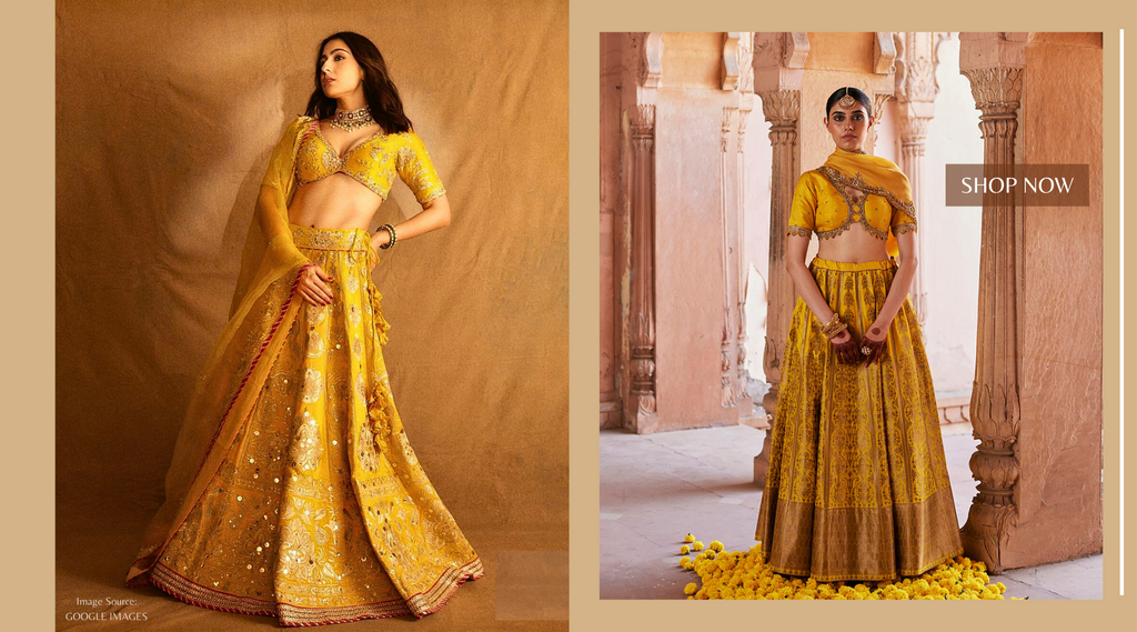 Yellow_Pure_Katan_Silk_Brocade_Banarasi_Lehenga_With_Embroidered_Blouse_And_Dupatta_WeaverStory