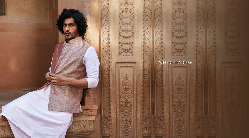 Deep_Purple_Handloom_Pure_Katan_Silk_Brocade_Banarasi_Nehru_Jacket_WeaverStory_01