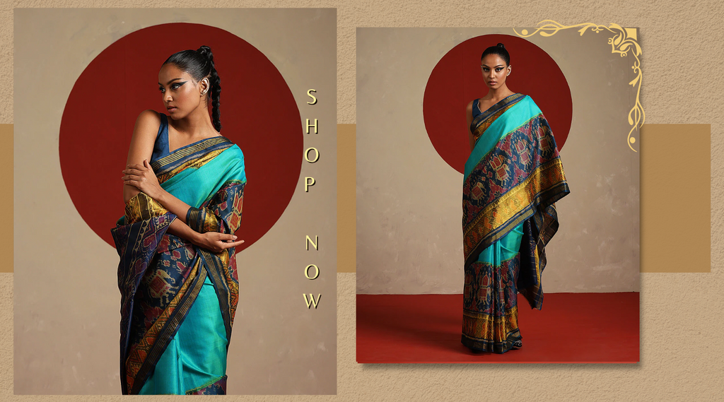 Pure Mulberry Silk by Cotton Jamdani Saree (Multi-color) - DORIA WEAVES