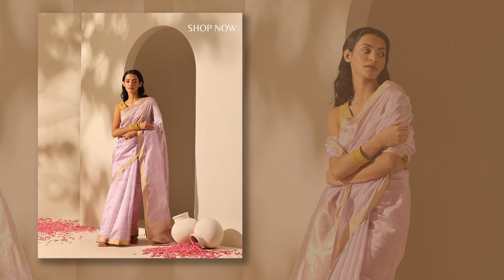 Handloom_Lilac_Pure_Chanderi_Silk_Saree_With_All_Over_Sona_Rupa_Booti_And_Tissue_Border_WeaverStory