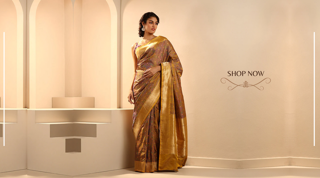 Mustard_And_Green_Dual_Tone_Pure_Mashroo_Silk_Tanchoi_Banarasi_Saree_WeaverStory