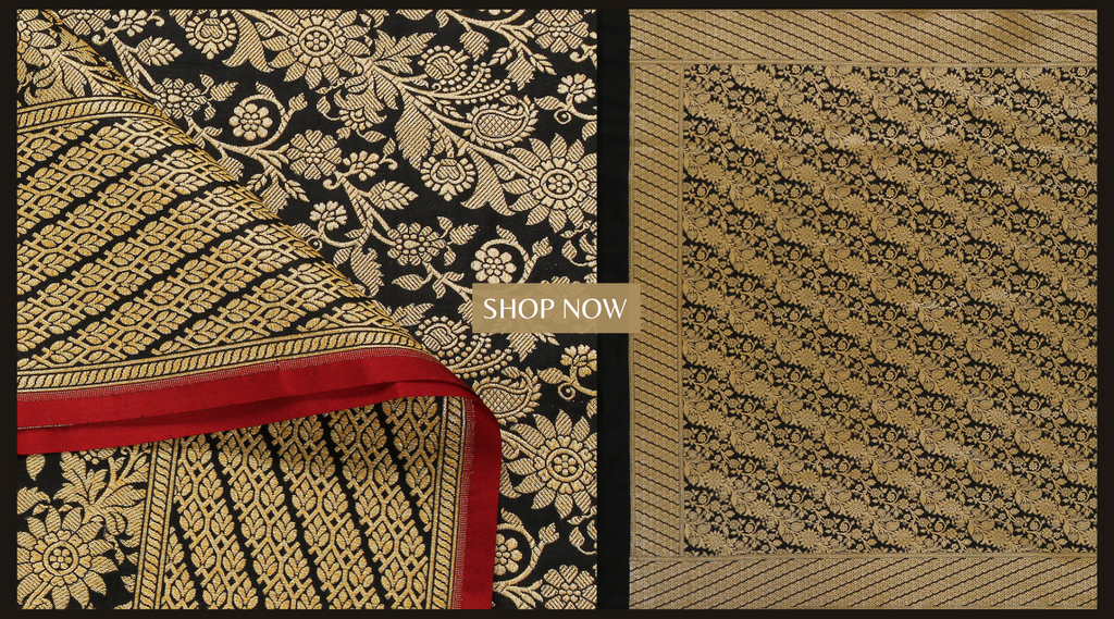 Handloom_Black_Pure_Katan_Silk_Kimkhab_Banarasi_Dupatta_WeaverStory