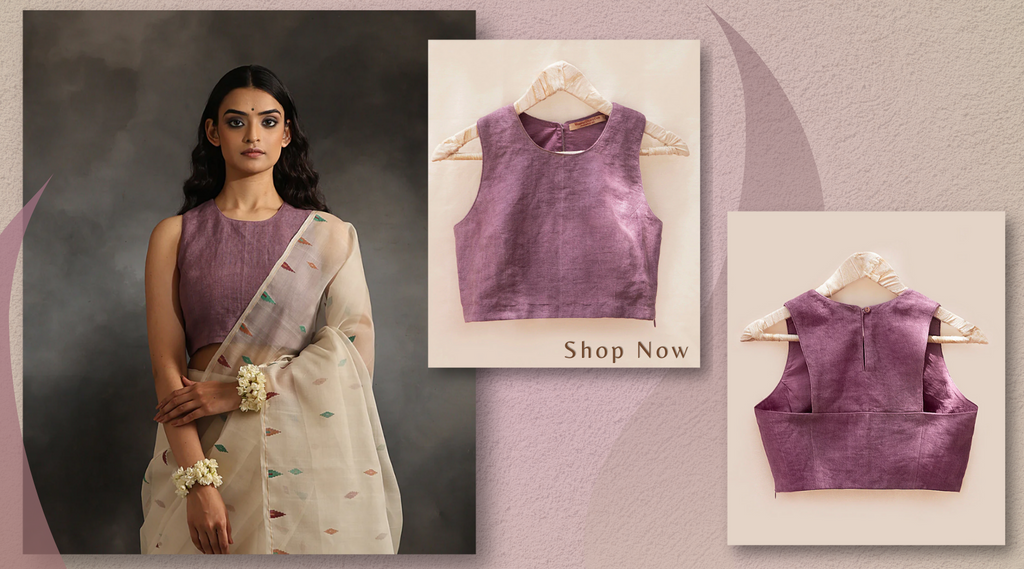 Handloom_Onion_Pink_Pure_Linen_Stitched_Blouse_WeaverStory
