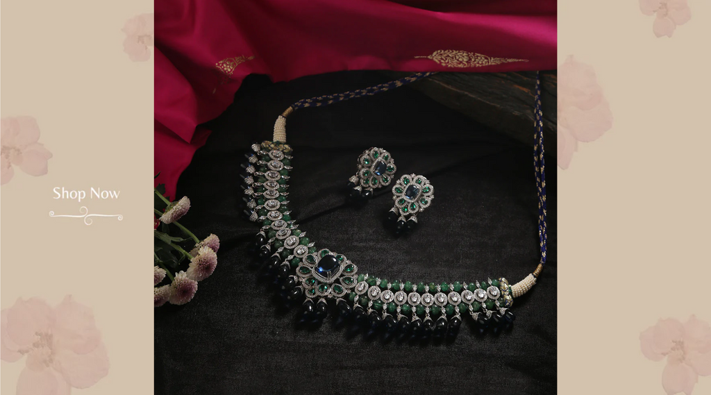 Mourya_Handcrafted_Swarovski_Necklace_Set_With_Emeralds