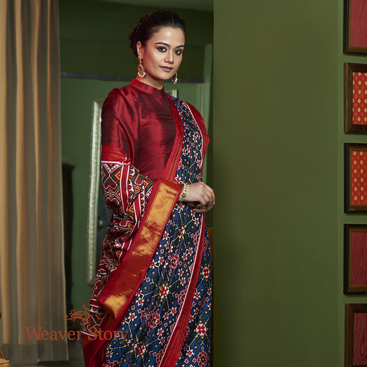 Handwoven Patan Patola Saree - WeaverStory