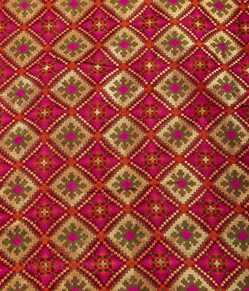 Handwoven Banarasi Lehenga in Maroon with Patola Inspired Weave - WeaverStory